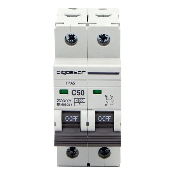 Aigostar - 2-полюсен автоматичен прекъсвач 50 A, тип C 230-400V