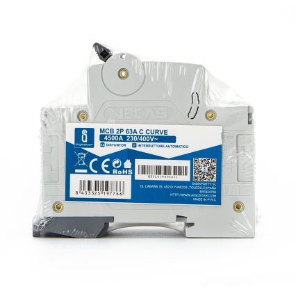 Aigostar - 2-полюсен автоматичен прекъсвач 50 A, тип C 230-400V