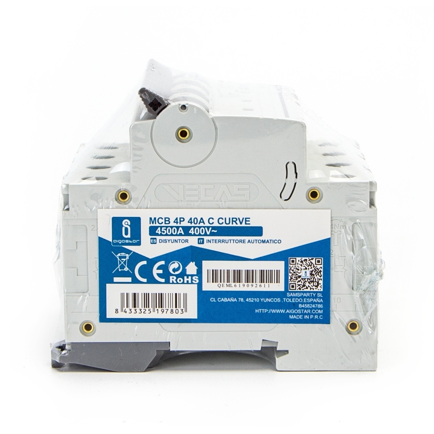 Aigostar - 4-полюсен автоматичен прекъсвач 4P-40A-C 400V