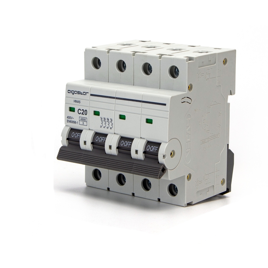 Aigostar - Автоматичен прекъсвач 4-полюсен 4P-20A-C 400V