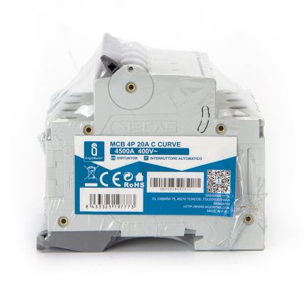 Aigostar - Автоматичен прекъсвач 4-полюсен 4P-20A-C 400V