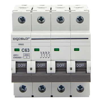 Aigostar - Автоматичен прекъсвач 4-полюсен 4P-63A-C 400V