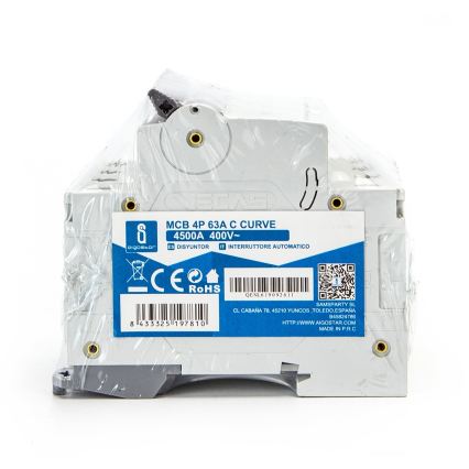Aigostar - Автоматичен прекъсвач 4-полюсен 4P-63A-C 400V