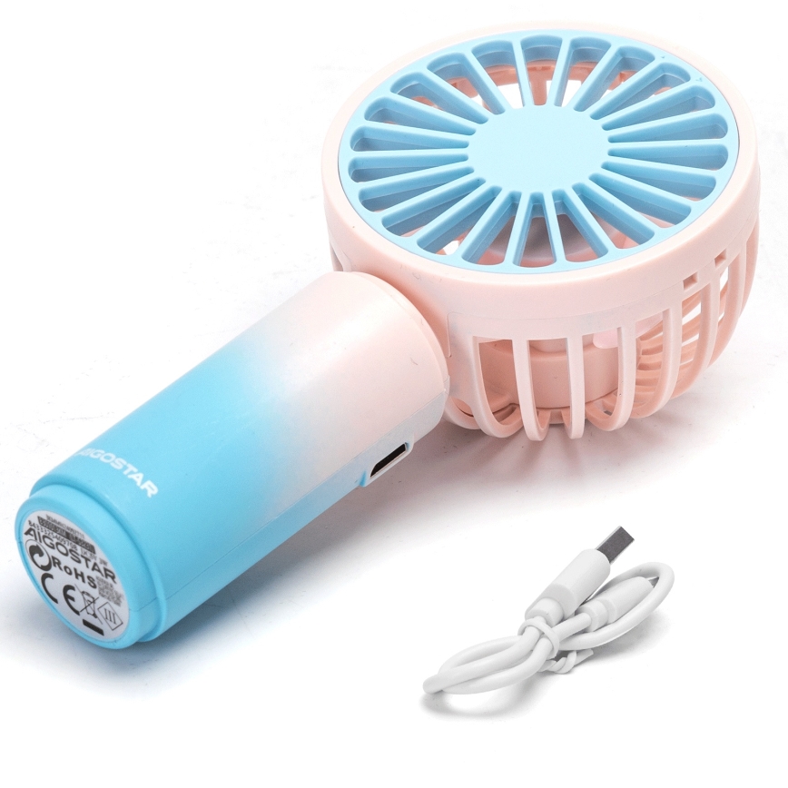 Aigostar - Акумулаторен джобен вентилатор 3W/5V 500mAh USB розов/син