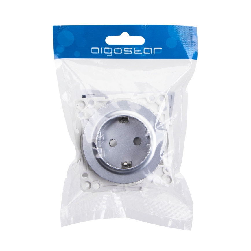 Aigostar - Безрамкова SCHUKO розетка 250V/16A сребриста