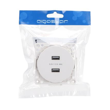 Aigostar - безрамкова USB захранваща розетка 2x USB-A, бяла