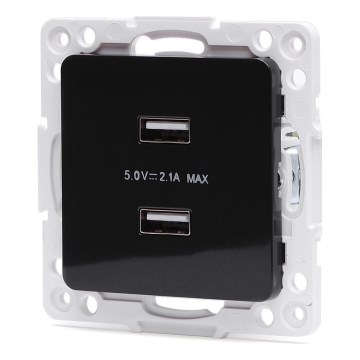 Aigostar - безрамкова USB захранваща розетка 2x USB-A черна