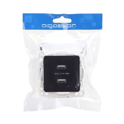 Aigostar - безрамкова USB захранваща розетка 2x USB-A черна