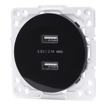 Aigostar - безрамкова USB захранваща розетка 2x USB-A черна