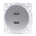 Aigostar - безрамкова USB захранваща розетка 2x USB-A сребриста