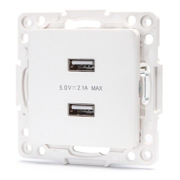 Aigostar - безрамкова USB зарядна розетка 2x USB-A, бяла