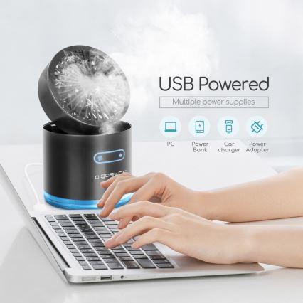 Aigostar - Безжичен мини настолен вентилатор с ефект мъгла 10W/5V черен