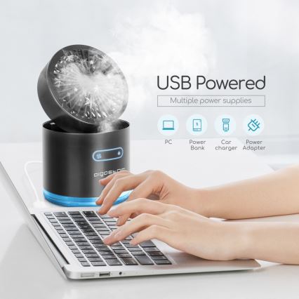 Aigostar - Безжичен мини настолен вентилатор с ефект мъгла 10W/5V черен