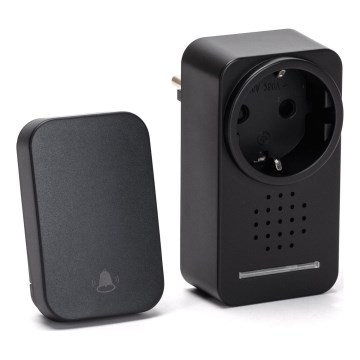 Aigostar - Безжичен звънец за контакт 1Z 230V IPX4 черен