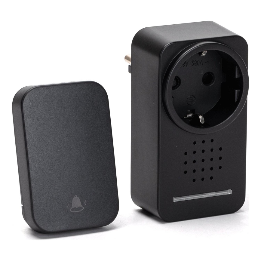 Aigostar - Безжичен звънец за контакт 1Z 230V IPX4 черен