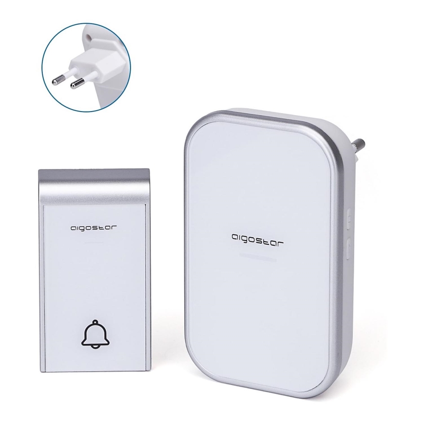 Aigostar - Безжичен звънец за контакт 230V/12V IP44 бял