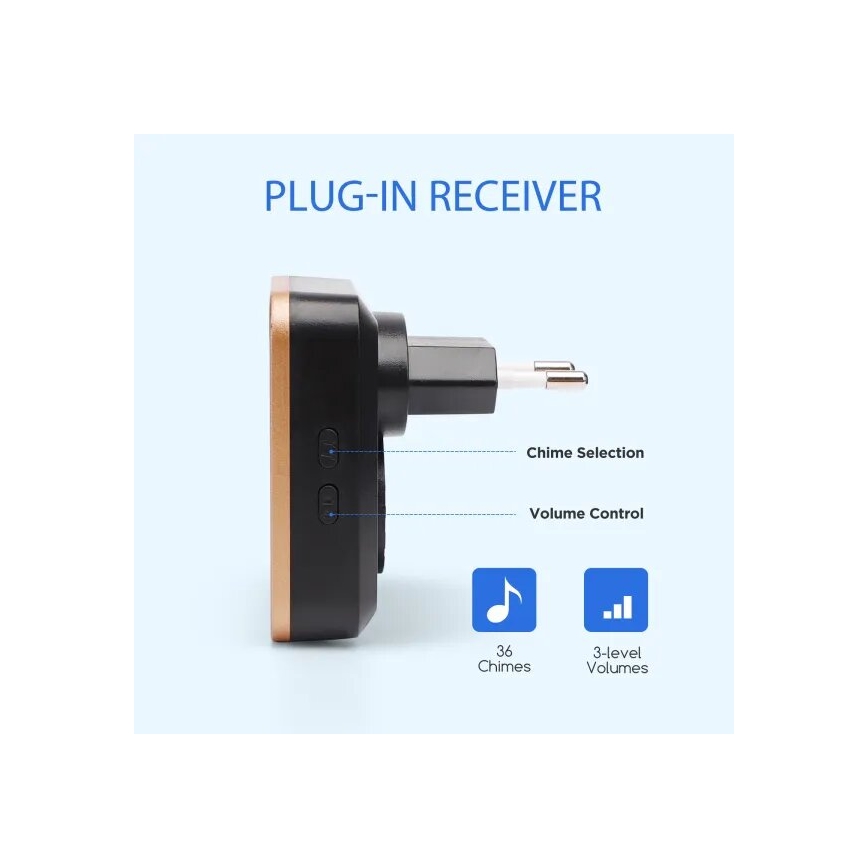 Aigostar - Безжичен звънец за контакт 230V черен