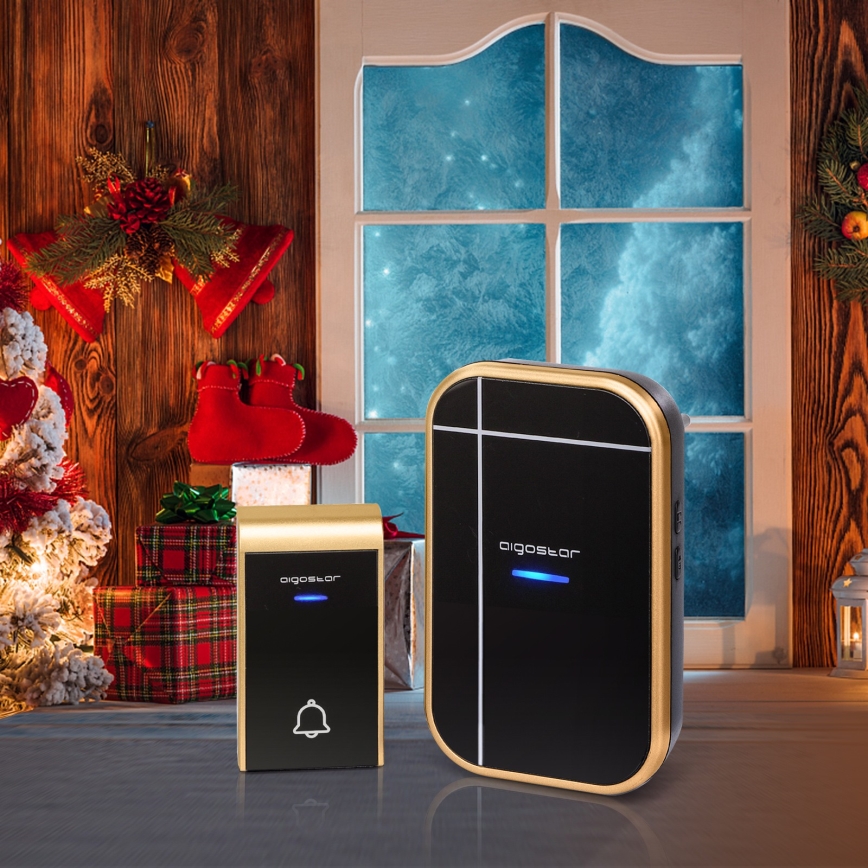 Aigostar - Безжичен звънец за контакт 230V/12V IP44 черен