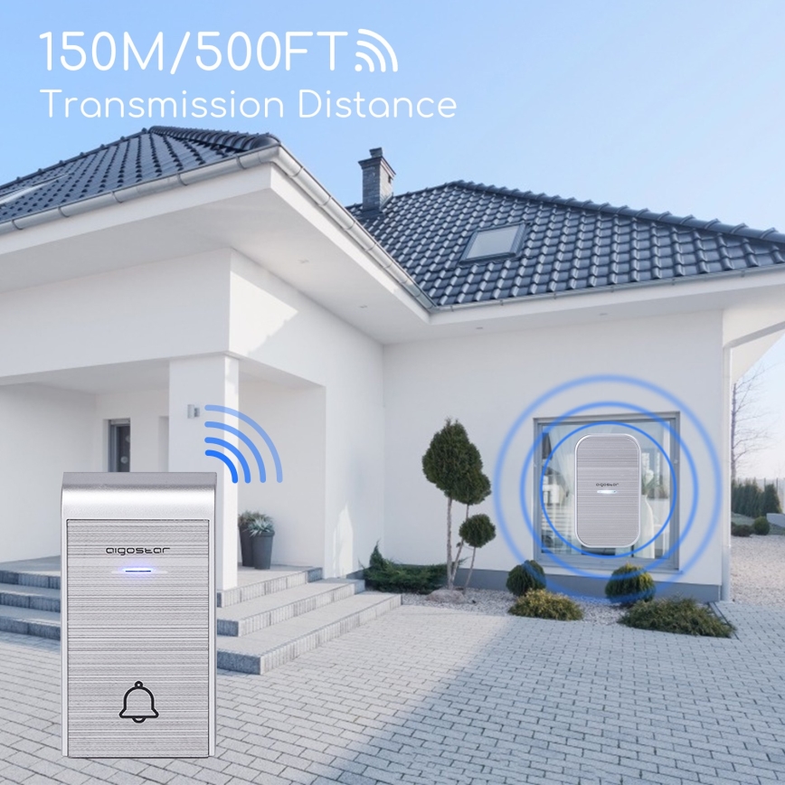 Aigostar - Безжичен звънец за контакт 230V/12V IP44 сребрист