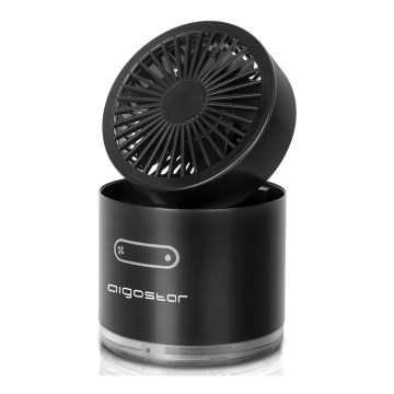 Aigostar - Безжичен мини настолен вентилатор с RGB и мъглов ефект MIST 10W/5V 2000mAh, черен