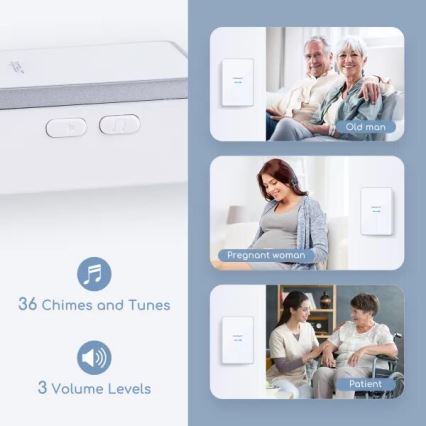 Aigostar - Безжичен звънец 3xAA/12V IP44 бял/сребрист