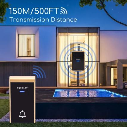 Aigostar - Безжичен звънец 3xAA/12V IP44 черен/меден