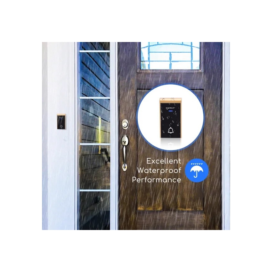 Aigostar - Безжичен звънец 3xAA/12V IP44 черен/меден