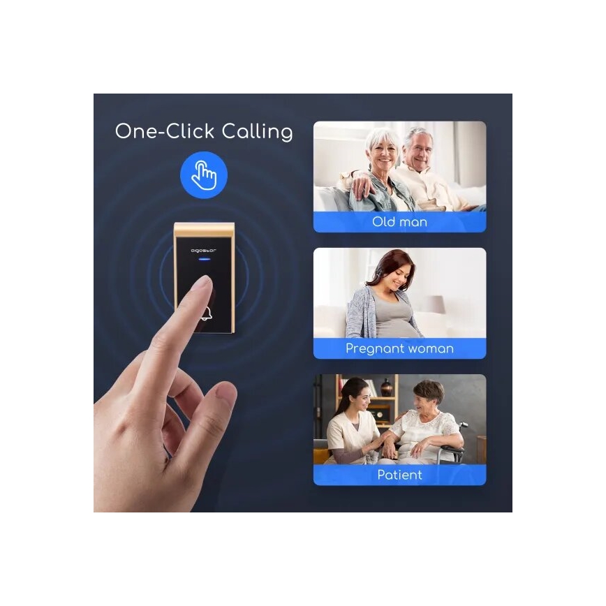 Aigostar - Безжичен звънец 3xAA/12V IP44 черен/меден