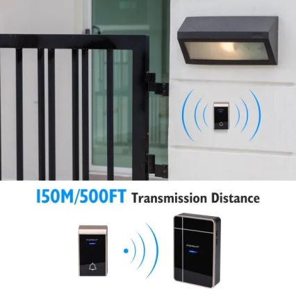 Aigostar - Безжичен звънец 3xAA/12V IP44 черен/меден