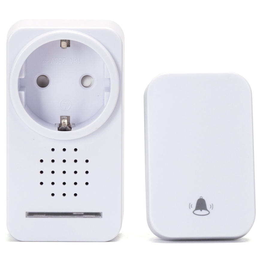 Aigostar - Безжичен звънец за контакт 1Z 230V IPX4 бял