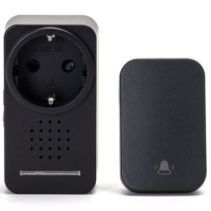 Aigostar - Безжичен звънец за контакт 1Z 230V IPX4 черен