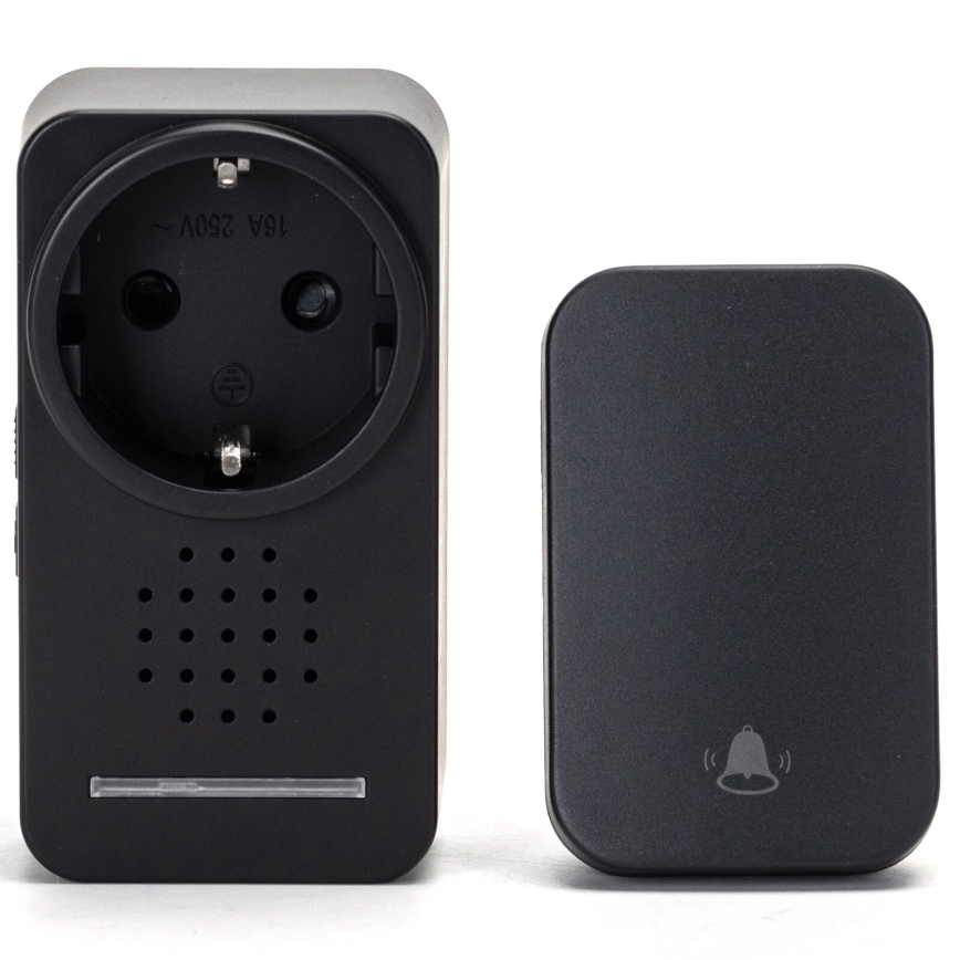 Aigostar - Безжичен звънец за контакт 1Z 230V IPX4 черен