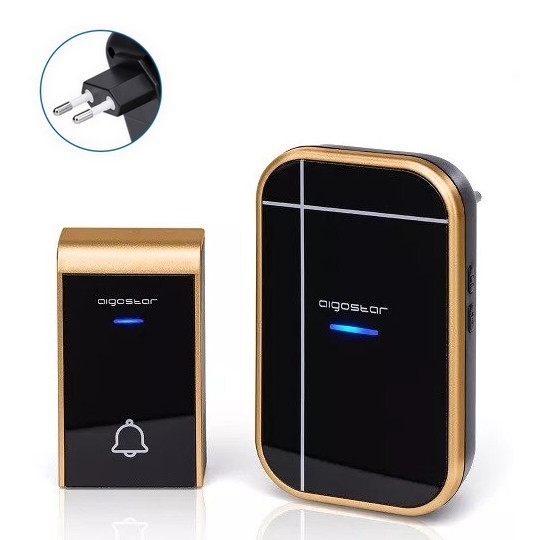 Aigostar - Безжичен звънец за контакт 230V/12V IP44 черен