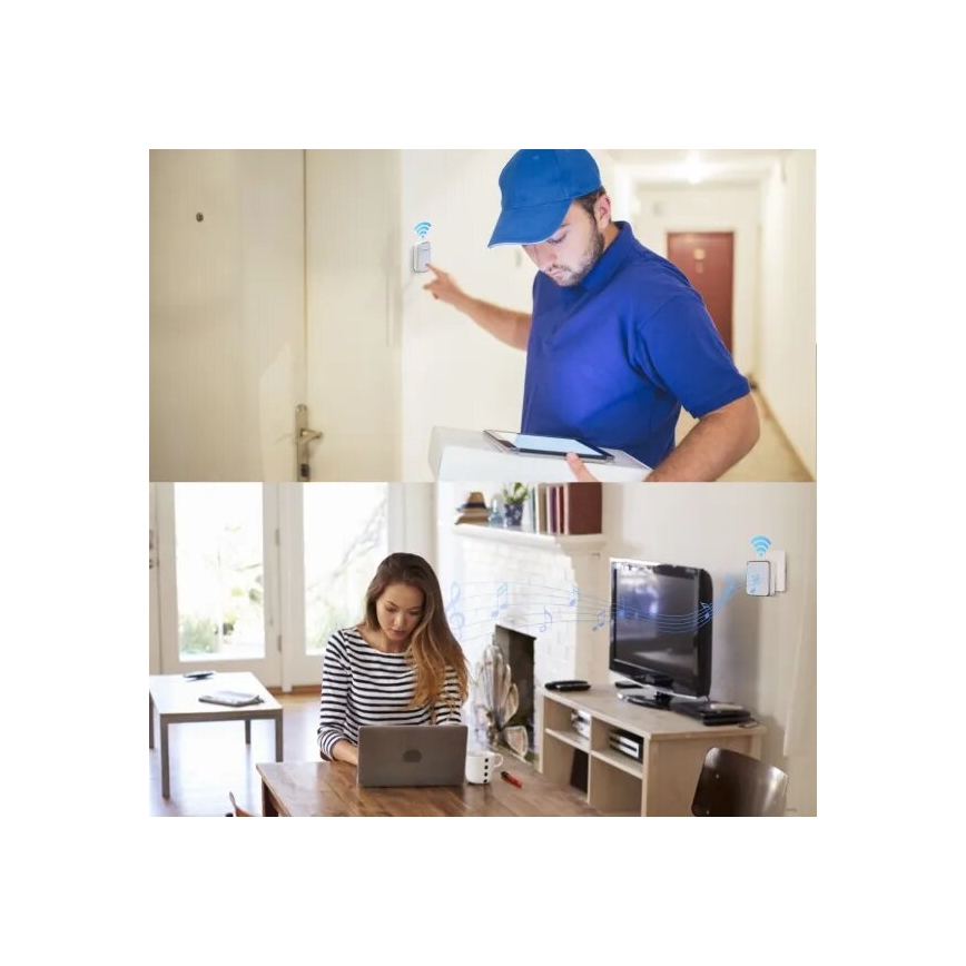 Aigostar - Безжичен звънец за контакт 230V бял