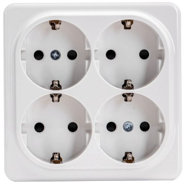 Aigostar - Четворна стенна домашна електрическа розетка SCHUKO 250V бяла