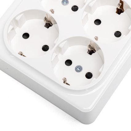 Aigostar - Четворна стенна домашна електрическа розетка SCHUKO 250V бяла