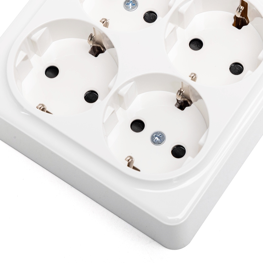 Aigostar - Четворна стенна домашна електрическа розетка SCHUKO 250V бяла