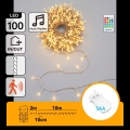 Aigostar - димируема LED външна коледна гирлянда с датчик за движение 100xLED/3xAA 12m топла бяла + дистанционно управление