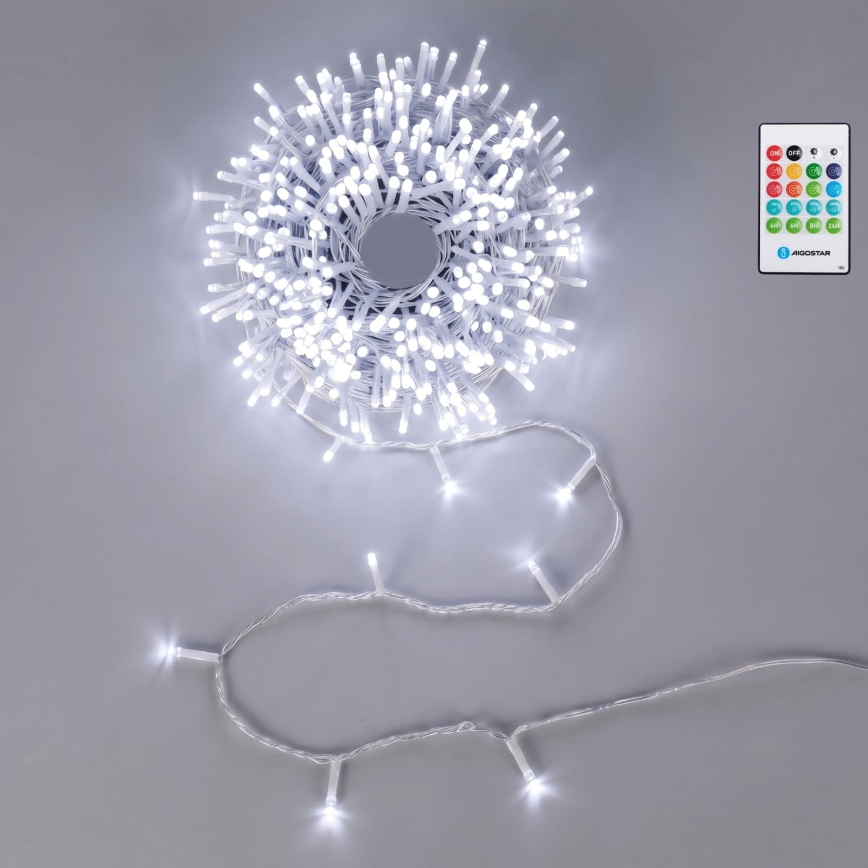 Aigostar - LED регулируема външна коледна гирлянда със сензор за движение 100xLED/3xAA 12m студено бяла + дистанционно управление