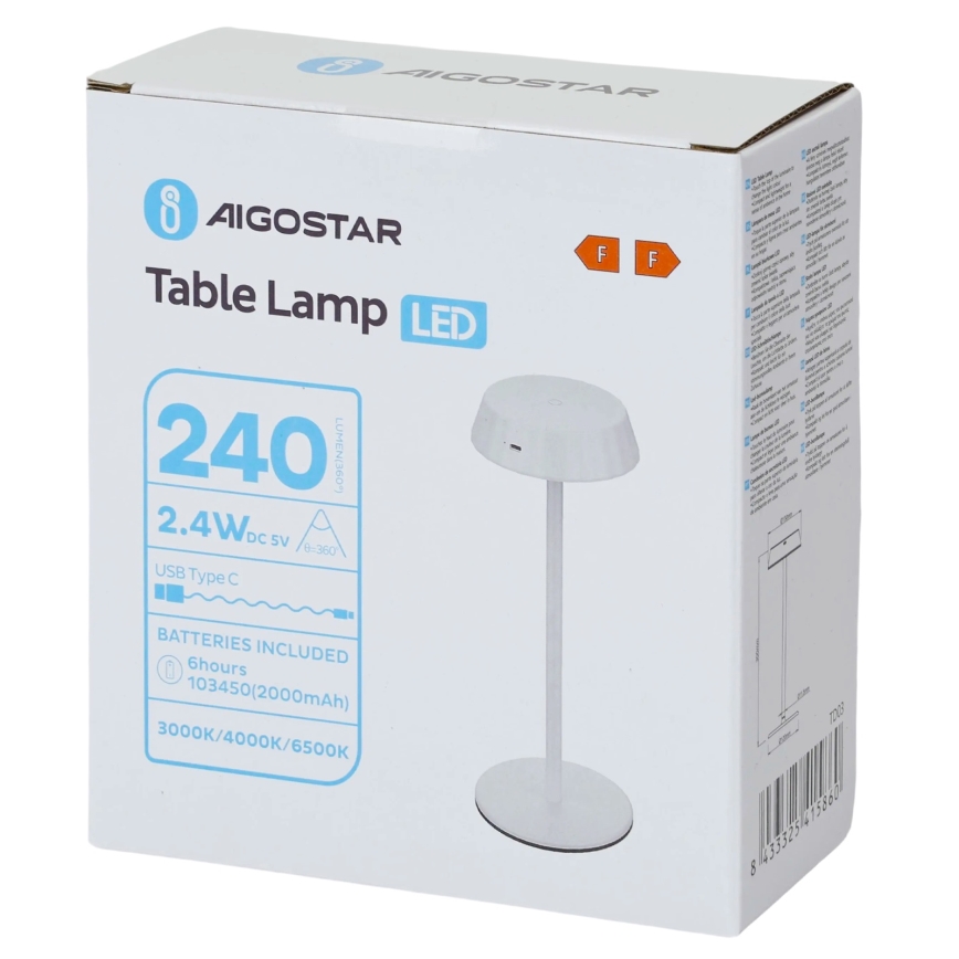 Aigostar - Димируема настолна лампа AMBIENT LED/2,4W/5V 3000-6500K бяла