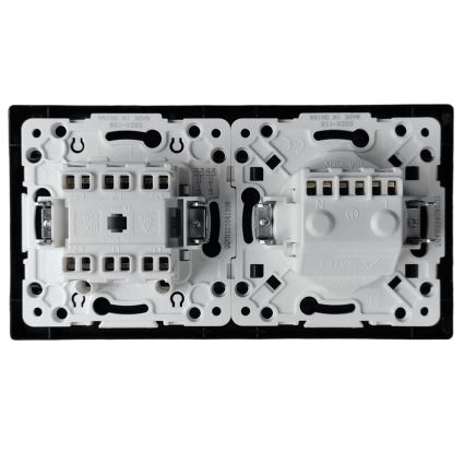 Aigostar - Двоен превключвател № 6 и SCHUKO контакт 230V с рамка, черен