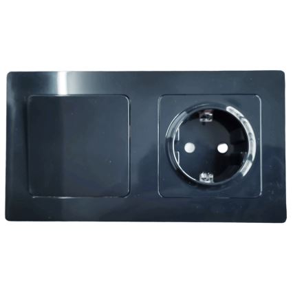 Aigostar - Двоен ключ № 5 и SCHUKO розетка 230 V с рамка в черно