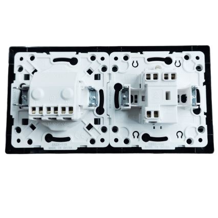 Aigostar - Двоен ключ № 5 и SCHUKO розетка 230 V с рамка в черно