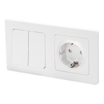 Aigostar - Двоен ключ № 6 + 6 и розетка SCHUKO 250V с бяла рамка