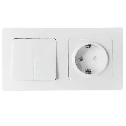 Aigostar - Двоен ключ № 6 + 6 и розетка SCHUKO 250V с бяла рамка
