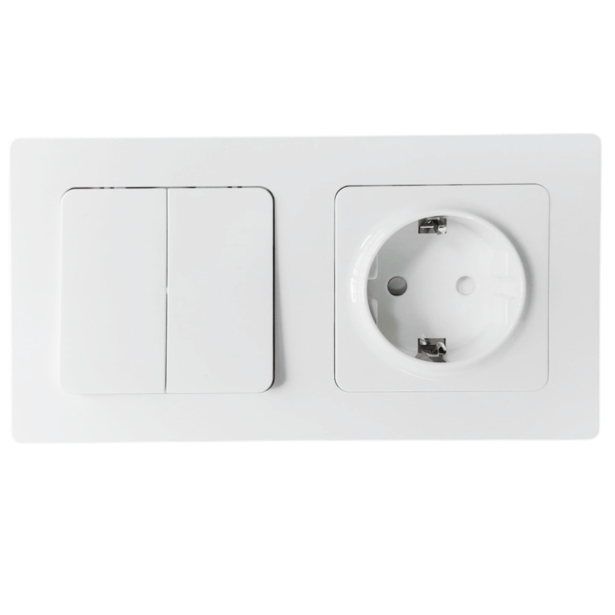 Aigostar - Двоен ключ № 6 + 6 и розетка SCHUKO 250V с бяла рамка