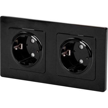 Aigostar - Двойна домашна розетка с рамка SCHUKO 230V/16A черна