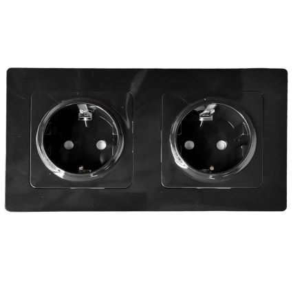 Aigostar - Двойна домашна розетка с рамка SCHUKO 230V/16A черна