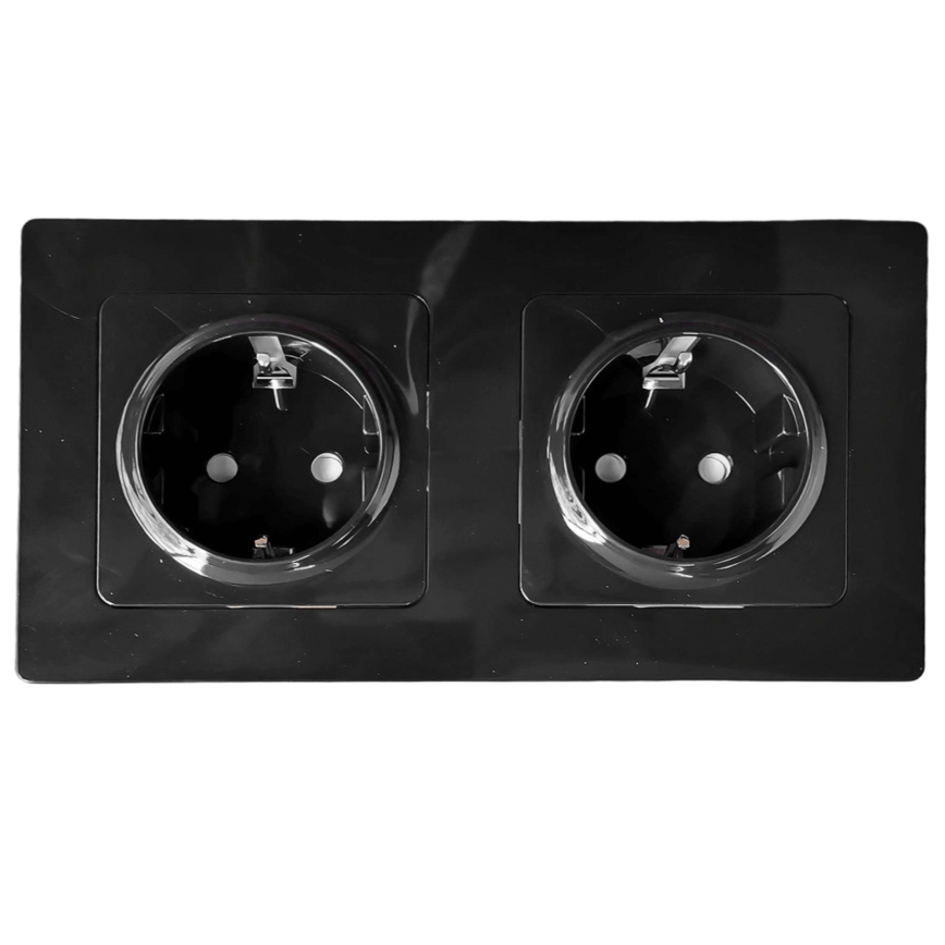 Aigostar - Двойна домашна розетка с рамка SCHUKO 230V/16A черна