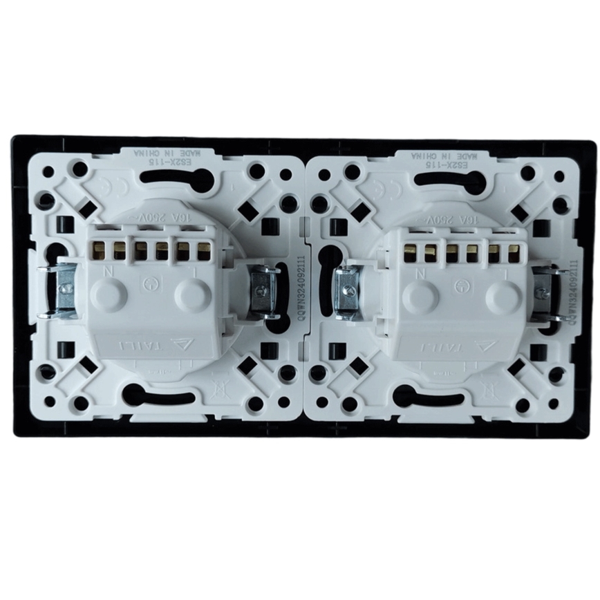 Aigostar - Двойна домашна розетка с рамка SCHUKO 230V/16A черна